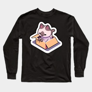 Cute Cat Grinning in a Box Long Sleeve T-Shirt